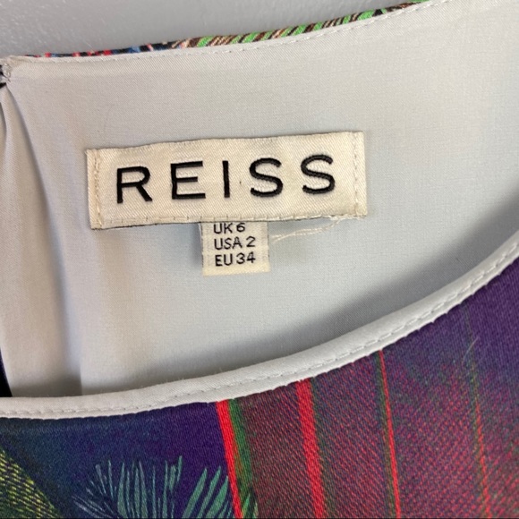 Reiss Ottoline Printed Overlay Dress Size 2 - Picture 2 of 10